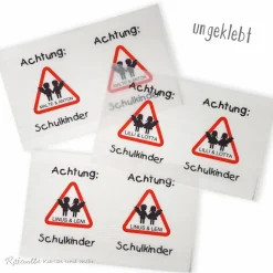 Tischlicht Lichthülle Einschulung Schulanfang "Achtung" für Zwillinge