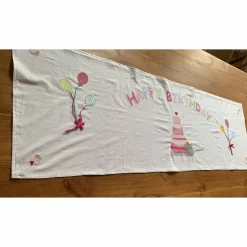 Tischläufer Geburtstagskind Geburtstag Geburtstagsdekoration Torte Blumen Frühling Baumwolle 45 x 140