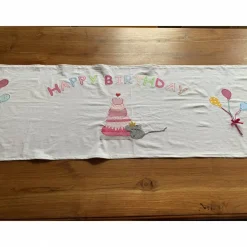 Tischläufer Geburtstagskind Geburtstag Geburtstagsdekoration Torte Blumen Frühling Baumwolle 45 x 140