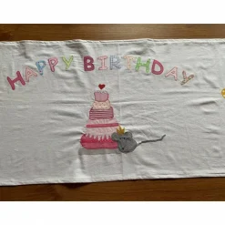 Tischläufer Geburtstagskind Geburtstag Geburtstagsdekoration Torte Blumen Frühling Baumwolle 45 x 140