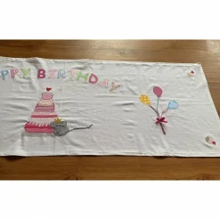 Tischläufer Geburtstagskind Geburtstag Geburtstagsdekoration Torte Blumen Frühling Baumwolle 45 x 140
