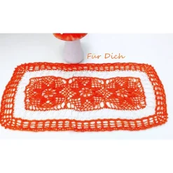 Tischläufer gehäkelte Handarbeit orange Deckchen Tischdekoration Tischdecke handgefertigtes Deckchen