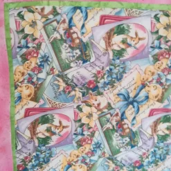 Tischläufer mit  Hasenmotiven im Frühlingsblumenbeet