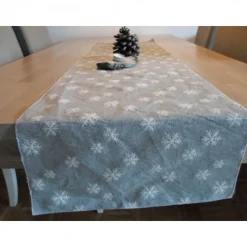 Tischläufer "Neve" Jacquard Baumwolle silbergrau 140x40cm