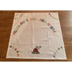 Tischläufer Tischdecke  Applikationen Geburtstag Geburtstagsdekoration Marienkäfer Alles Gute Wimpel Baumwolle 80x80cm