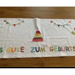 Tischläufer, Tischdecke, Applikationen, Geburtstag Geburtstagsdekoration Regenbogen Luftballons Baumwolle 45 x 140