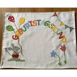 Tischset Geburtstagskind Geburtstag Geburtstagsdeko Maus Blumen  Frühling Leinen Baumwolle 45 x 35cm