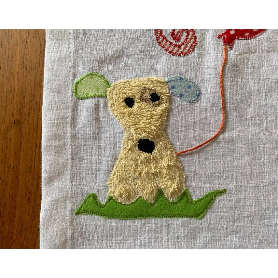 Tischset Geburtstagskind Geburtstag Geburtstagsdeko Hund Blumen Baumwolle 45 x 35cm