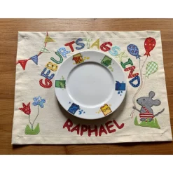 Tischset, Geburtstagskind, Tischdekoration, Geburtstag, Tischläufer, Geburtstagsdeko, Maus, Blumen, Baumwolle Luftballon