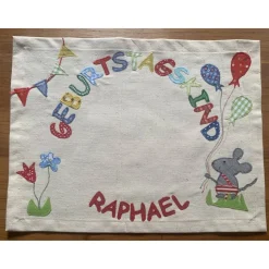 Tischset, Geburtstagskind, Tischdekoration, Geburtstag, Tischläufer, Geburtstagsdeko, Maus, Blumen, Baumwolle Luftballon