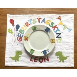 Tischset GEBURTSTAGSKIND, Tischdecke, Geburtstag, Dinos, Tischläufer, Geburtstagsdeko, Luftballons, Girlande,