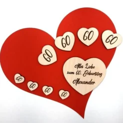 Tischstreu Holz 9tlg. Personalisiert Geburtstagszahl mit Namen Deko Herzen Basteln, Verzieren, Dekorieren DIY