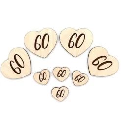 Tischstreu Holz 9tlg. Personalisiert Geburtstagszahl mit Namen Deko Herzen Basteln, Verzieren, Dekorieren DIY