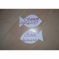Tisckarte, Gästegeschenk Fisch aus Holz