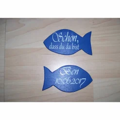Tisckarte, Gästegeschenk Fisch aus Holz