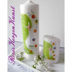 3tlg.Taufkerzen-SET  *Hanna* 1 x TAUFKERZE 400/40mm + 1 x Tischkerze 250/70mm + 1 x Patenkerze/Gastkerze (oval) 120/60mm