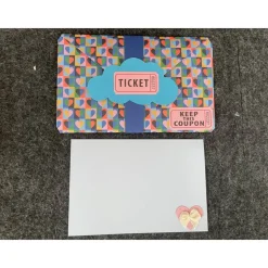 Toller Umschlag mit Banderole und Karte, Motiv Ticket