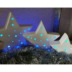Tolles 3teiliges Sternenset aus Keramik zum Beleuchten