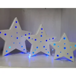 Tolles 3teiliges Sternenset aus Keramik zum Beleuchten