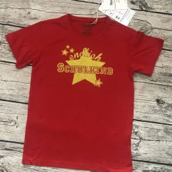 Tolles T-shirt gr.128/134 Einschulung Schulkind in Rot mit Gold-glitzer