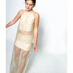 TOP und ROCK mit Perlen bestickt transparent