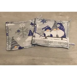 Topflappen Set XL - doppellagig - Geschenk - Einzigartig - Unikate - Winterwichtel dunkelblau