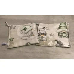 Topflappen Set XL - doppellagig - Geschenk - Einzigartig - Unikate -  Weihnachtswichtel grün