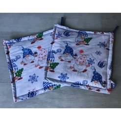 Topflappen Set XL - doppellagig - Geschenk - Einzigartig - Unikate - Winterwichtel azurblau