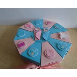 Torte Geldgeschenk  Taufe Geburt  Zwillinge Mädchen Junge Schachteltorte  Papiertorte  Geschenkidee