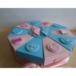 Torte Geldgeschenk  Taufe Geburt  Zwillinge Mädchen Junge Schachteltorte  Papiertorte  Geschenkidee