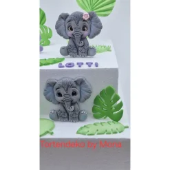 Tortenaufleger Elefantenpärchen aus Fondant – Personalisierte Tortendeko für Geburtstag & Taufe