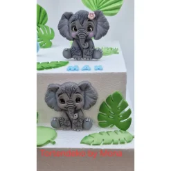 Tortenaufleger Elefantenpärchen aus Fondant – Personalisierte Tortendeko für Geburtstag & Taufe
