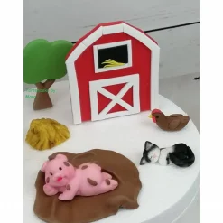 Tortenaufleger Fondant Geburtstag Tortendeko Bauernhof Schwein Katze Scheune