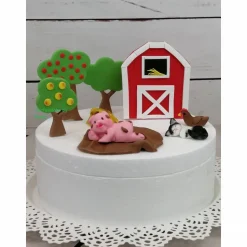 Tortenaufleger Fondant Geburtstag Tortendeko Bauernhof Schwein Katze Scheune