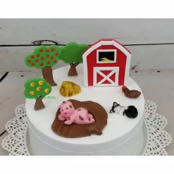 Tortenaufleger Fondant Geburtstag Tortendeko Bauernhof Schwein Katze Scheune