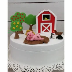 Tortenaufleger Fondant Geburtstag Tortendeko Bauernhof Schwein Katze Scheune