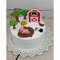 Tortenaufleger Fondant Geburtstag Tortendeko Bauernhof Schwein Katze Scheune
