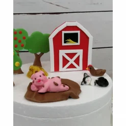 Tortenaufleger Fondant Geburtstag Tortendeko Bauernhof Schwein Katze Scheune