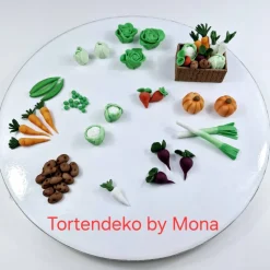 Tortenaufleger Fondant Geburtstag Tortendeko Bauernhof Bio Gemüse Kalb Biobauer