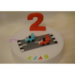 Tortenaufleger Fondant Geburtstag Tortendeko Auto Fondantfigur Tortenfigur Zahl Junge Strasse Rennautos