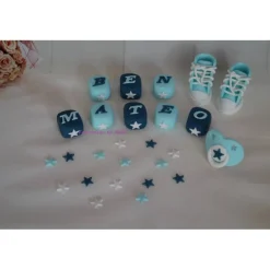 Tortenaufleger Fondant Geburtstag Tortendeko Tortentopper Tortendekoration MotivtorteTortenfigur Schnuller Baby Taufe Geburt Schuhe Sterne