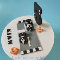 Tortenaufleger Fondant Geburtstag Tortendeko Auto Fondantfigur Tortenfigur Zahl Junge Strasse Rennautos