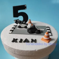 Tortenaufleger Fondant Geburtstag Tortendeko Auto Fondantfigur Tortenfigur Zahl Junge Strasse Rennautos