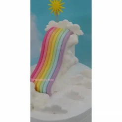 Tortenaufleger Fondant Geburtstag Tortendeko Regenbogenrutsche Wolkenland Einhorn