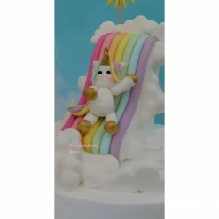 Tortenaufleger Fondant Geburtstag Tortendeko Regenbogenrutsche Wolkenland Einhorn