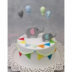 Tortenaufleger Fondant Geburtstag Tortendeko Elefanten Mama Ellie und Sohn Eddy