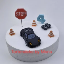 Tortenaufleger Fondant Rennwagen Auto Set – Personalisierte Tortendeko Geburtstag & Taufe