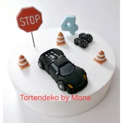 Tortenaufleger Fondant Rennwagen Auto Set – Personalisierte Tortendeko Geburtstag & Taufe