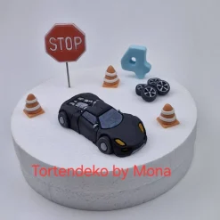 Tortenaufleger Fondant Rennwagen Auto Set – Personalisierte Tortendeko Geburtstag & Taufe