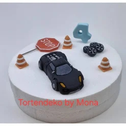 Tortenaufleger Fondant Rennwagen Auto Set – Personalisierte Tortendeko Geburtstag & Taufe